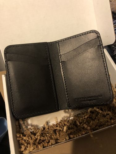 Customer photo review of No.52 | 'Black Skirting' Vertical Leather Wallet