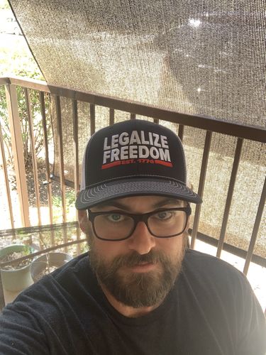 Customer photo review of Legalize Freedom Trucker Hat