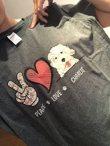 Customer photo review of Peace Love Dog - Personalized Custom Women T-shirt