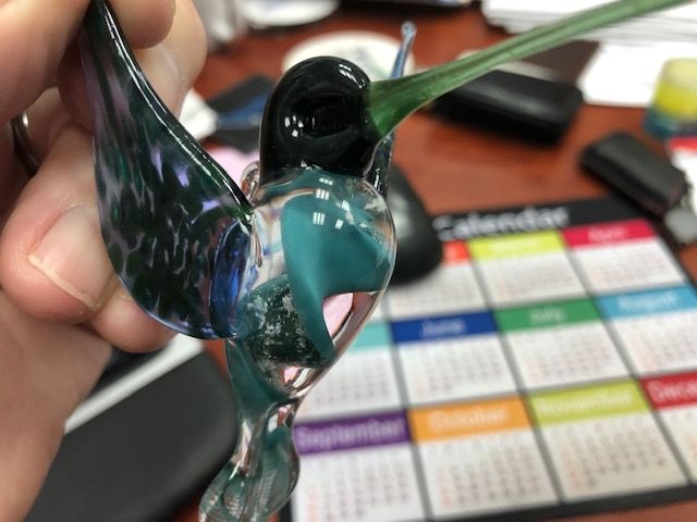 Customer photo review of Aqua Glass Hummingbird with Infused Ash
