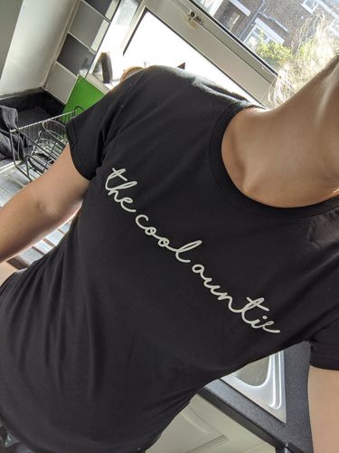 Customer photo review of The Cool Auntie T-Shirt (MRK X)