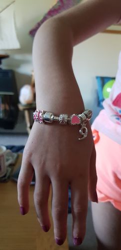 Customer photo review of Children's Pink 'Happy 9th Birthday' Silver Plated Charm Bead Bracelet