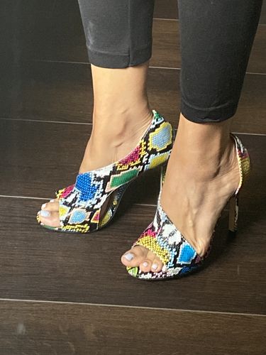 Customer photo review of Colorblock Snakeskin Open Toe Thin Heeled Sandals