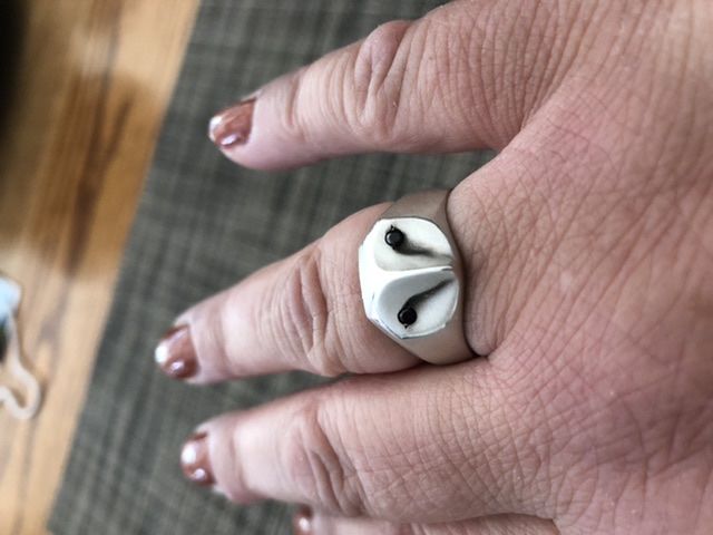 Customer photo review of Black Diamond Owl Ring