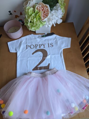 Customer photo review of Personalised Name & Year Tutu Set (MRK X)