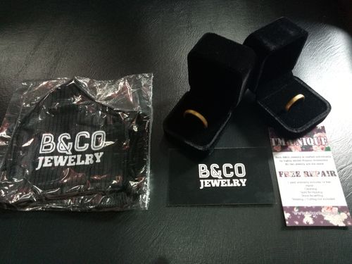 Customer photo review of Minimalist Sandblast Wedding Rings