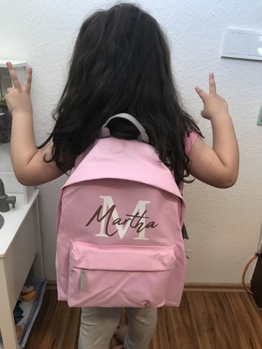 Customer photo review of Personalised London Name Junior Backpack (MRK X)
