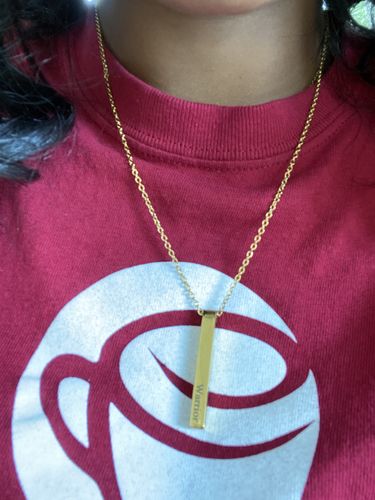 Customer photo review of Custom 3D Bar Necklace