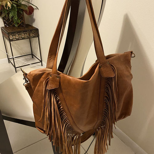 leather fringe tote