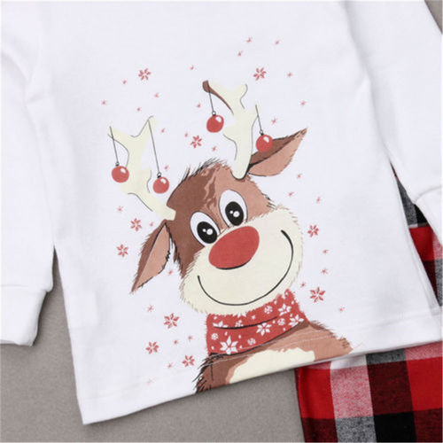 Customer photo review of Long/Short Sleeve Cute Deer Print Plaid Matching Pajamas Set for Family 702