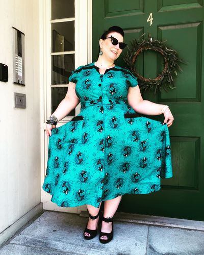 Customer photo review of Aqua Vampire Mermaid Print Hedda Dress by Unique Vintage
