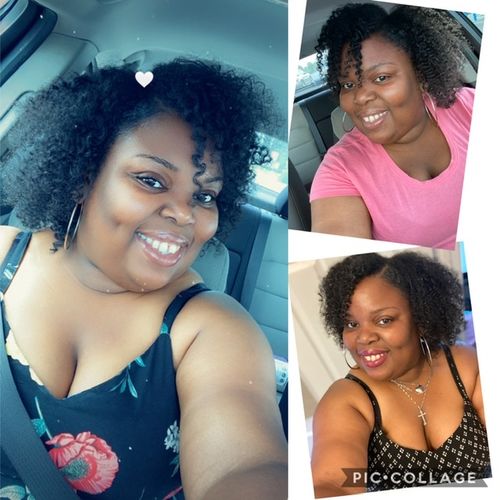 Customer photo review of Curly Hair Wash and Go System with Organic Castor Oil for Strengthening Hair with  Vanilla Berry Fragrance (Step 1 - 4)