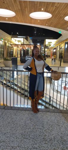 Customer photo review of Colorblock Open-front Cardigan