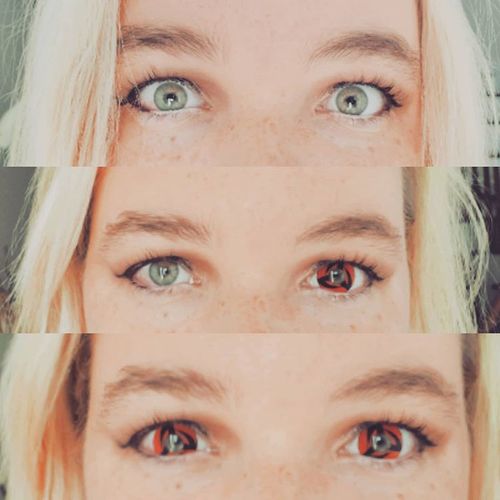 Customer photo review of Icoloured® Sharingan Kakashi Naruto Colored Contact Lenses