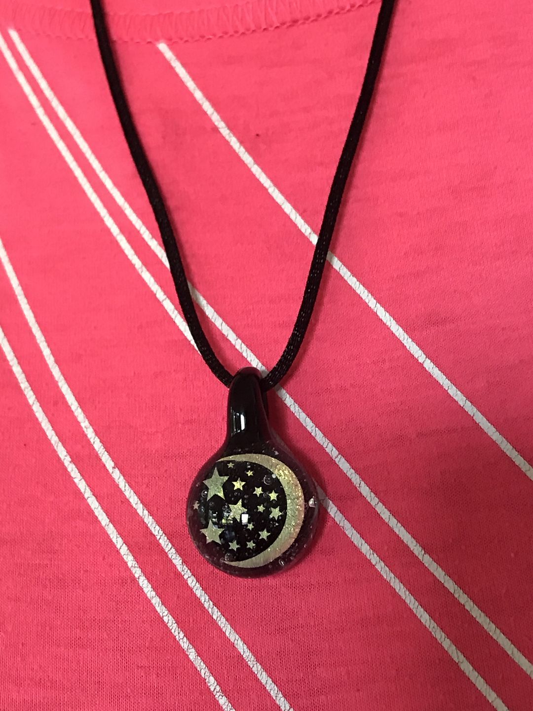 Customer photo review of Moon and Stars Hologram Pendant with Infused Cremation Ash