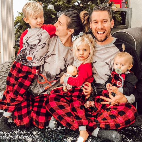 Customer photo review of Merry Christmas Antler Print Plaid Design Family Matching Pajamas Sets