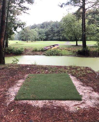 Customer photo review of TeeStrike Premier Golf Mat 5'x5'