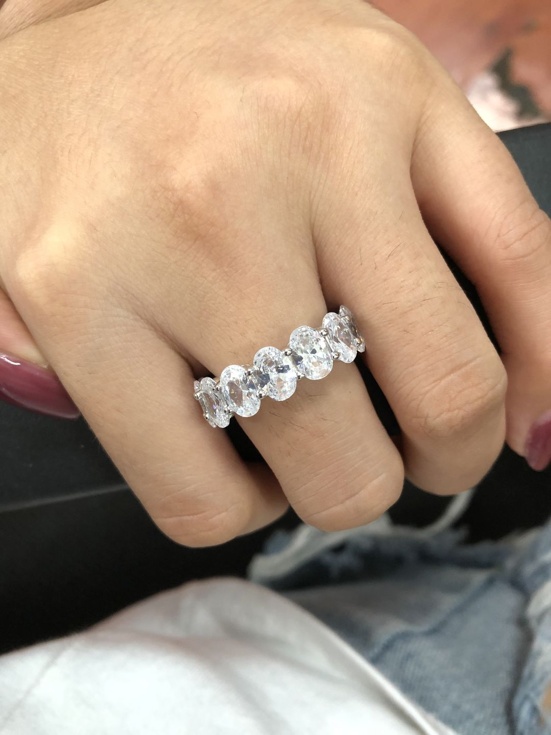 Customer photo review of S925 8.5Ct Eternity Oval Cut Wedding Band For Women In Sterling Silver