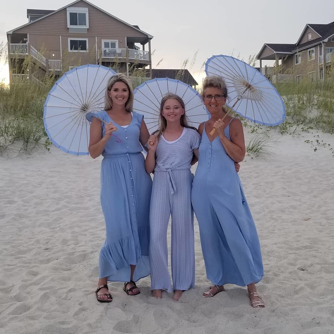 Customer photo review of BLOWOUT 28" Serenity Blue Parasol Umbrella, Premium Nylon