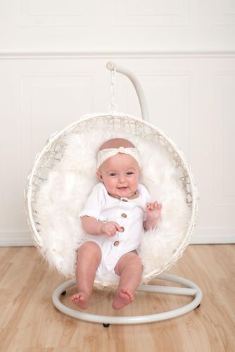 Customer photo review of Finn romper in white