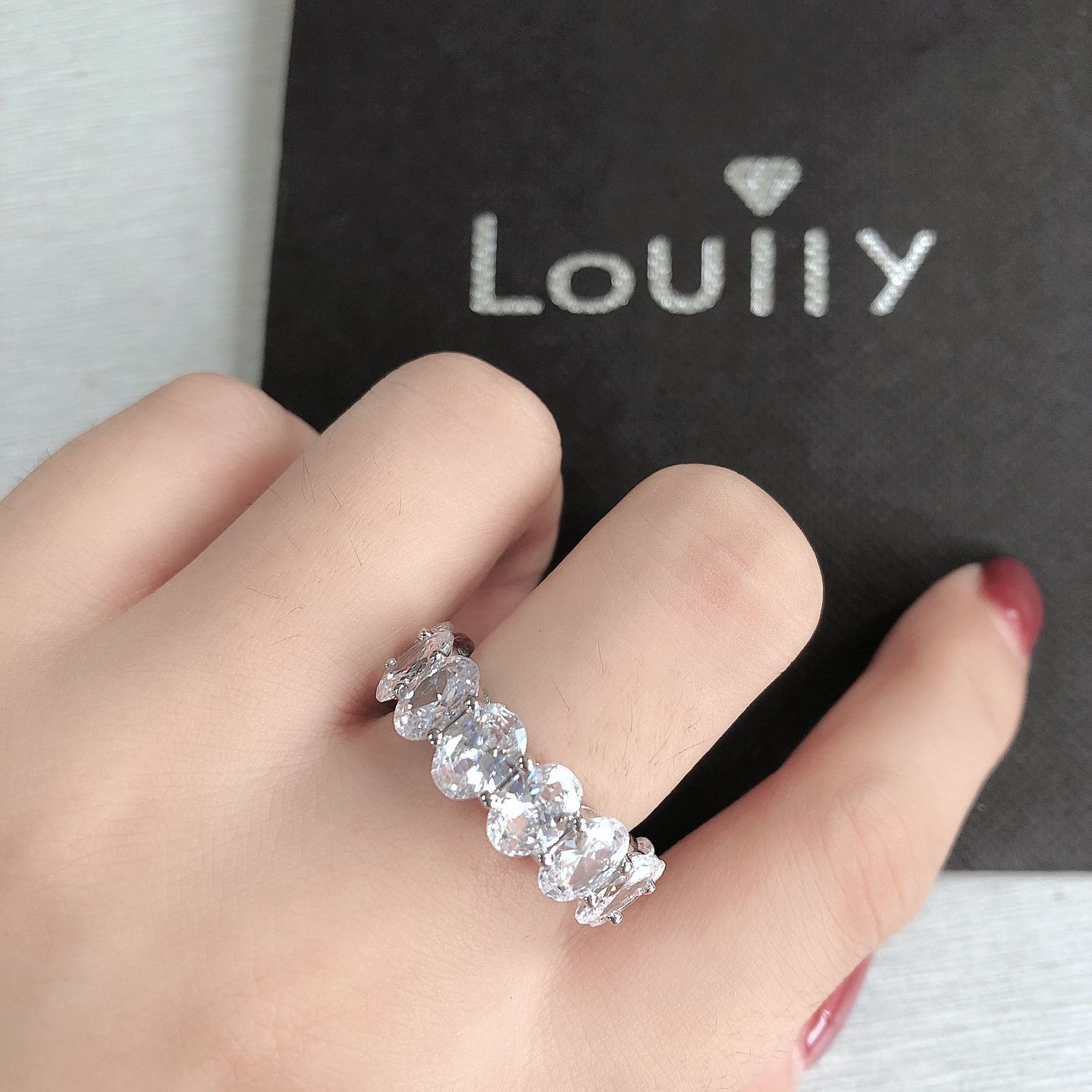 Customer photo review of S925 8.5Ct Eternity Oval Cut Wedding Band For Women In Sterling Silver
