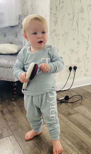 Customer photo review of Essex Personalised Initial & Name Pant Tracksuit Set (3m-12 Years) (MRK X)
