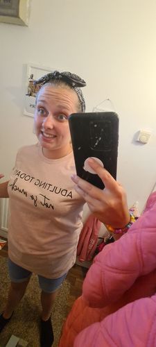 Customer photo review of Adulting Not So Much Tee (MRK X)