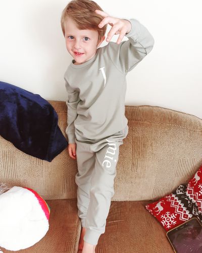 Customer photo review of Essex Personalised Initial & Name Pant Tracksuit Set (0-12 Years) (MRK X)