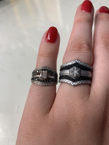 Customer photo review of Women's Couture Silicone Rings. Metallic Colors. Comfortable & Durable Wedding Bands - 4 Rings Set