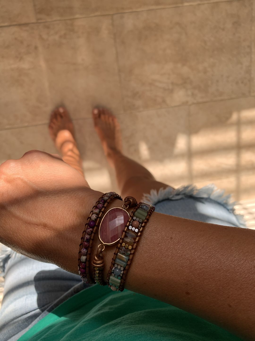 Customer photo review of Healing Rhodochrosite Wrap Bracelet