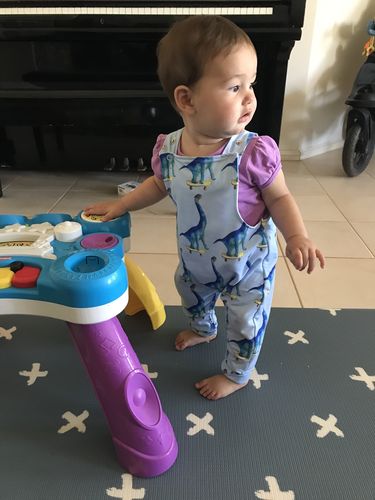 Customer photo review of Blue Dinosaur Overalls