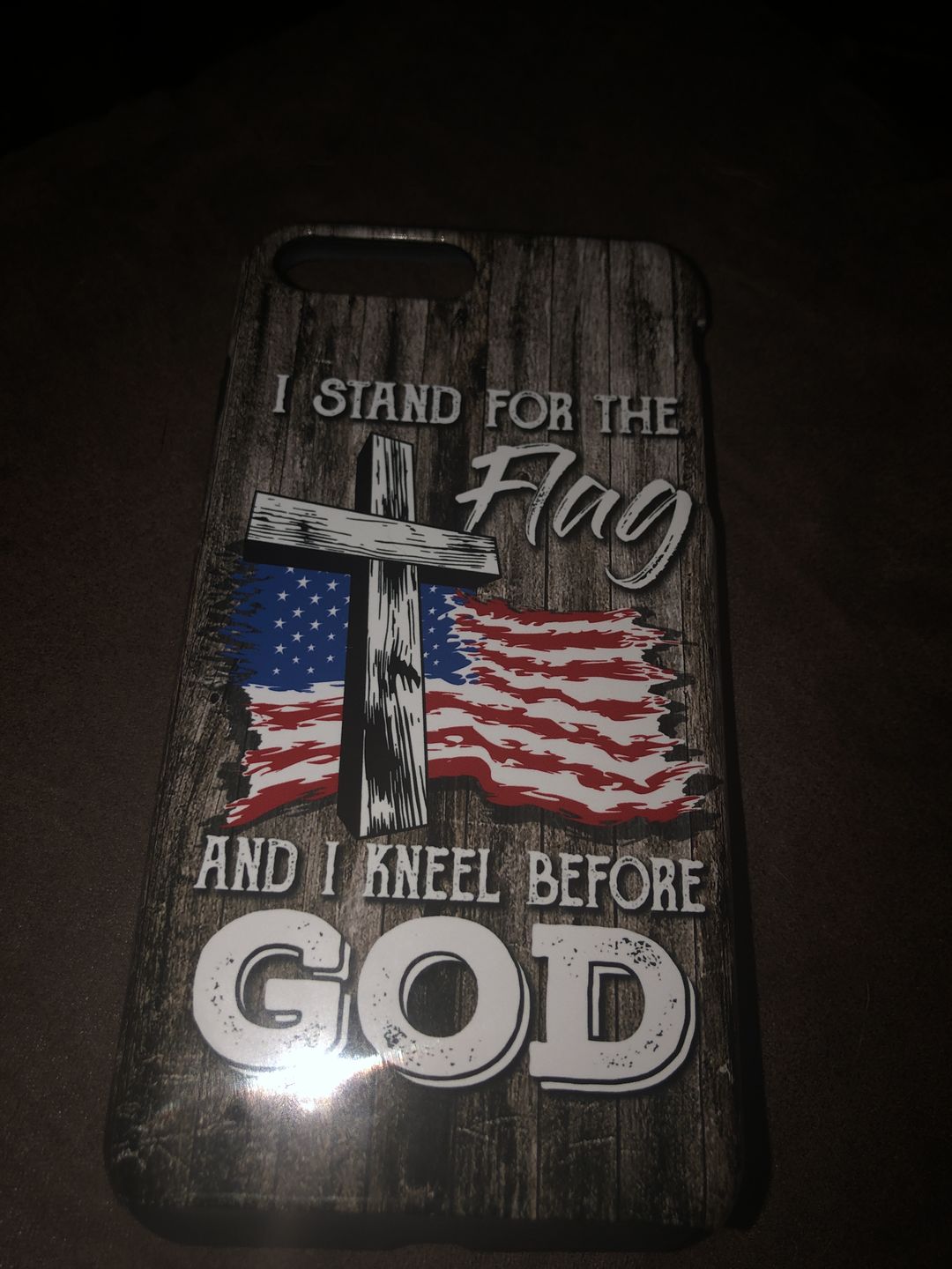 Customer photo review of I stand for the flag and I kneel before God phone case