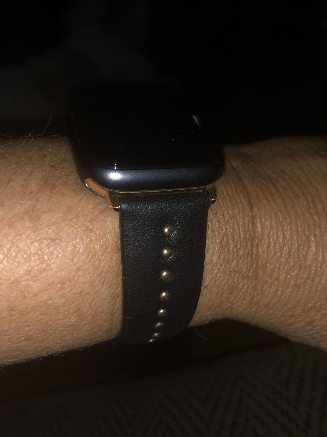 Customer photo review of Black Stud Band for the Apple Watch in Rose Gold, Gold, or Silver