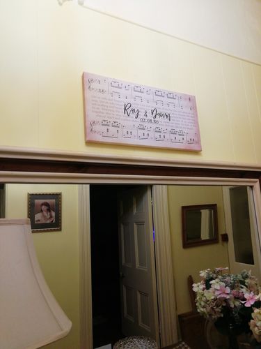 Customer photo review of Custom Name and Sheet Music Canvas - Ready to Hang