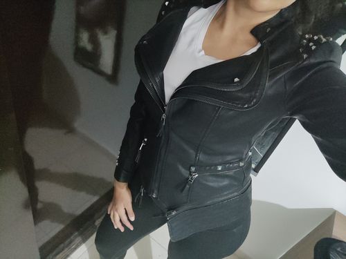 Customer photo review of Aurora Leather Jacket
