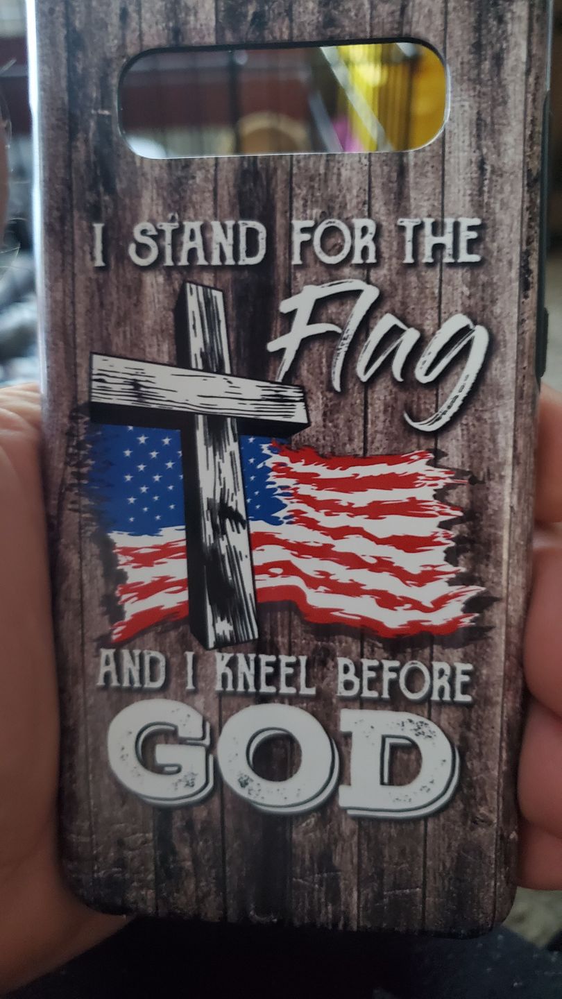 Customer photo review of I stand for the flag and I kneel before God phone case