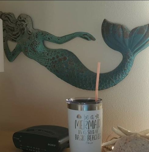 Customer photo review of Be A Mermaid In A Sea Of Basic Beaches Laser Etched Tumbler