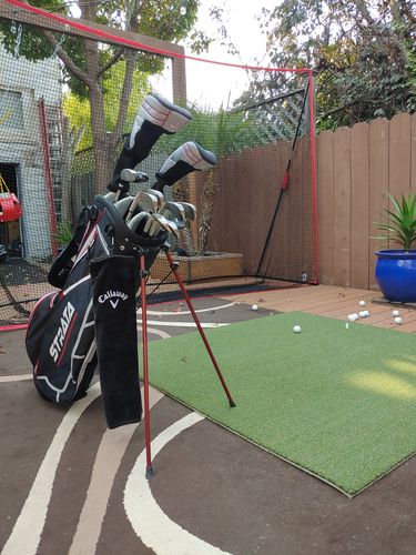Customer photo review of FairwayHero Golf Mat | Portable Golf Hitting Practice Mat