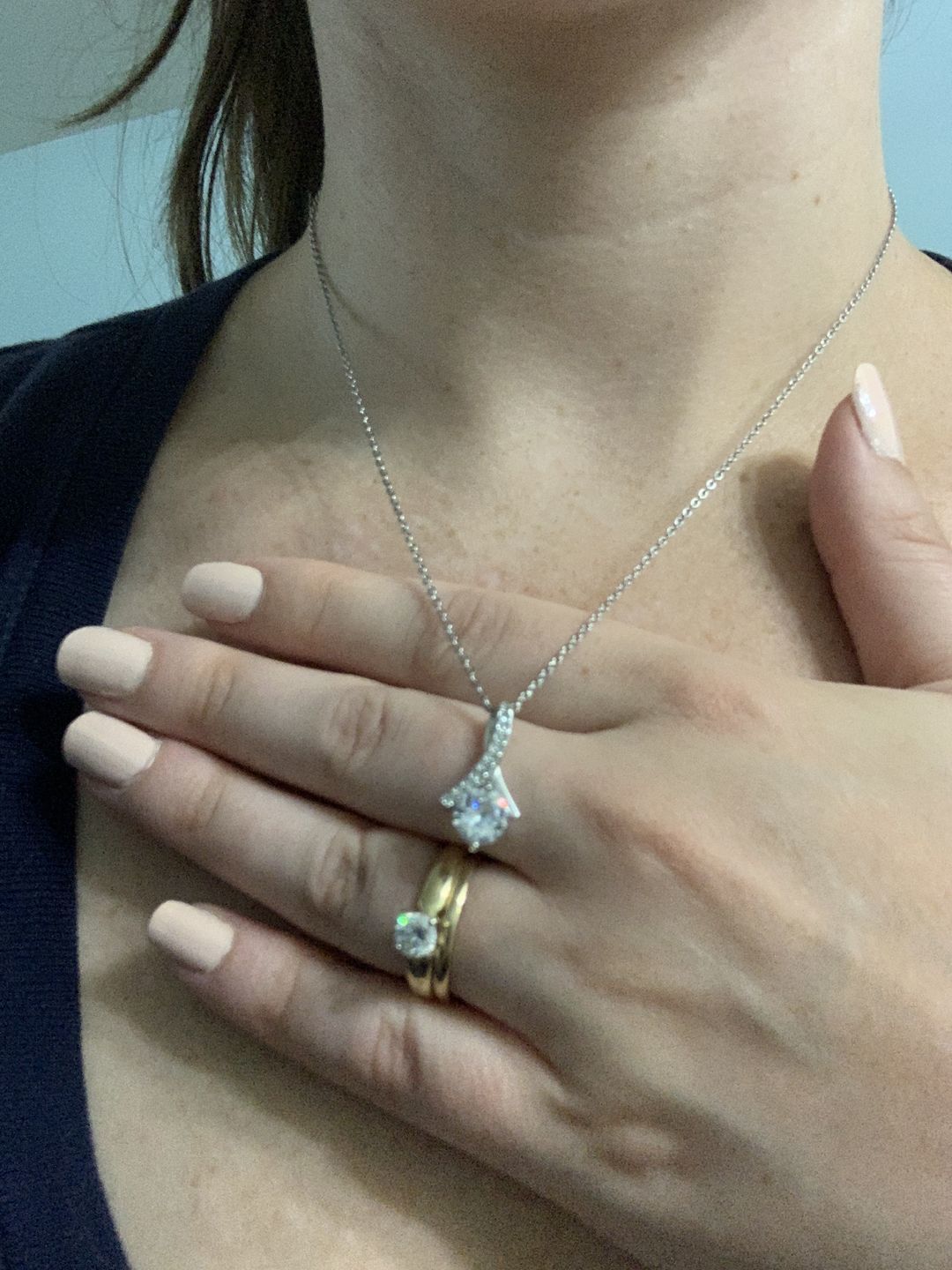 Customer photo review of "To Our Daughter, Love mum & Dad" White gold necklace