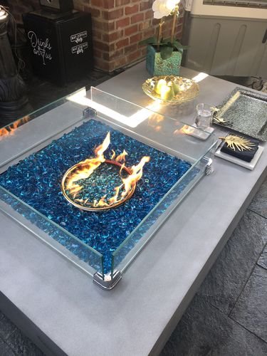 Customer photo review of 65" Rectangular Outdoor Propane Gas Fire Pit Table in Gray