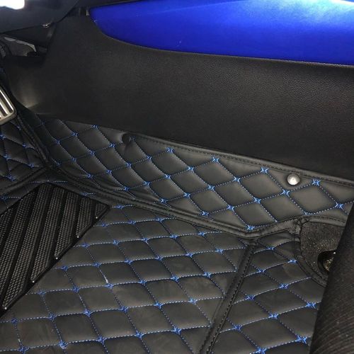 Customer photo review of Black with Blue Stitching Luxury Car Mats Set