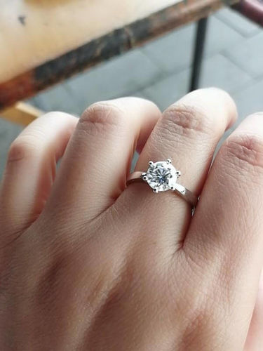 Customer photo review of Moissanite Series Classic Six-Prong Sterling Silver Ring
