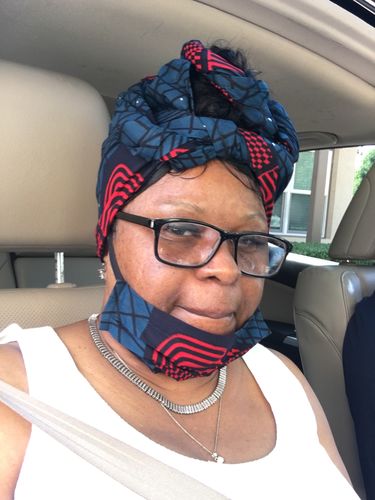 Customer photo review of ADULT FACE MASK AND MATCHING HEAD WRAP