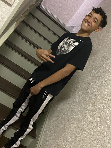 Customer photo review of Zip Pocket Dual Stripe Track Pants (Black-White)