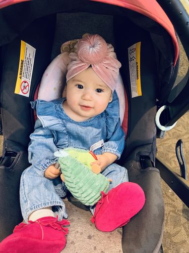 Customer photo review of Topknot turban in blush velvet