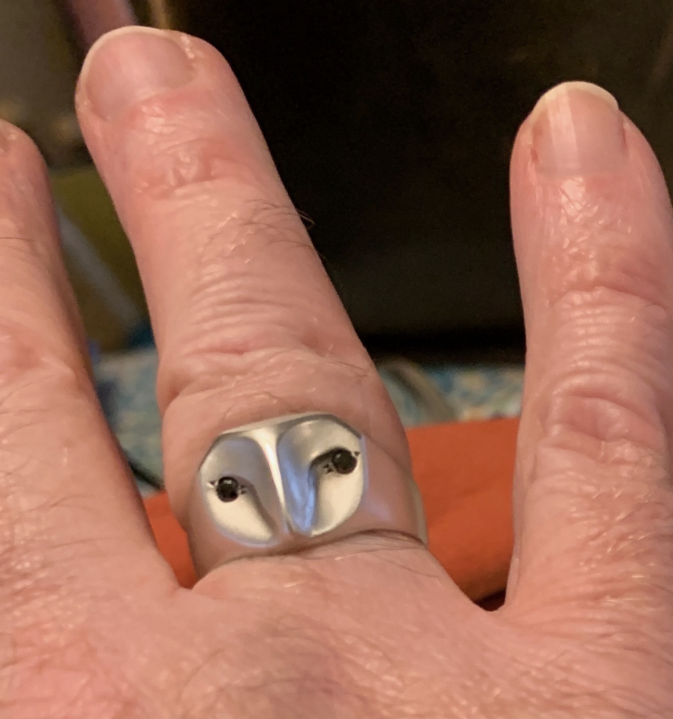 Customer photo review of Black Diamond Owl Ring