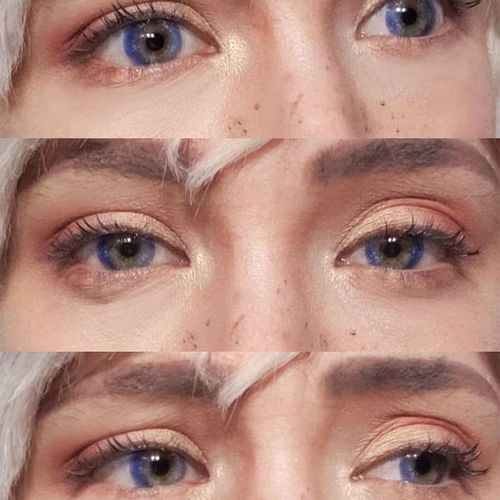 Customer photo review of TTDeye Sagittarius Blue Colored Contact Lenses