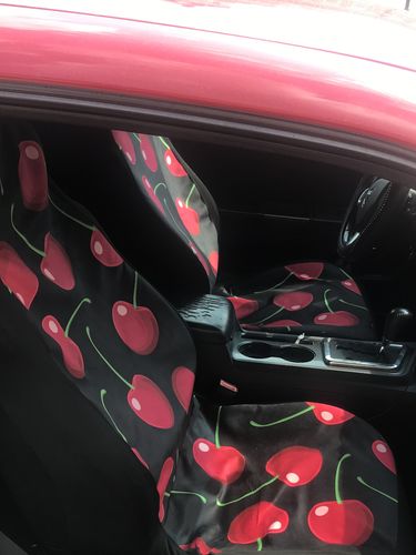 Customer photo review of Cherry Black Background Car Seat Covers