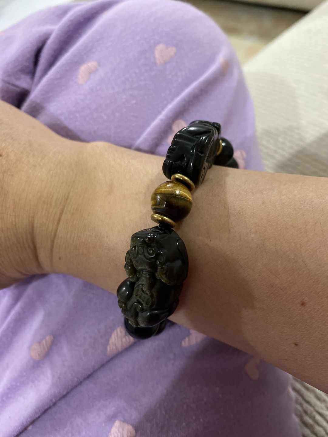 Customer photo review of Natural Gold Obsidian Double Pi Yao Wealth Bracelet