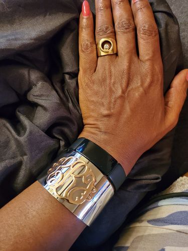 Customer photo review of Large Cuff Monogram Bangle